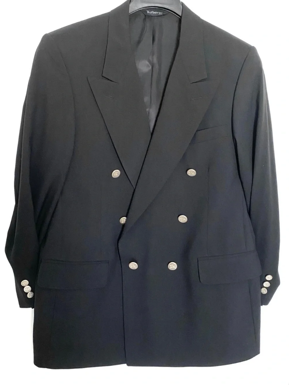 BURBERRYS Prorsum Black Logo Button Double Breasted Blazer Coat Jacket $900